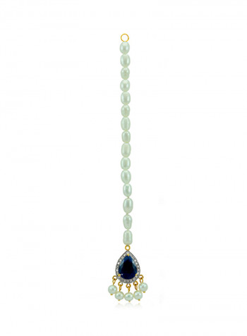 18K Gold Diamonds Royal Indian Sapphire Head Piece 0.12 Carat