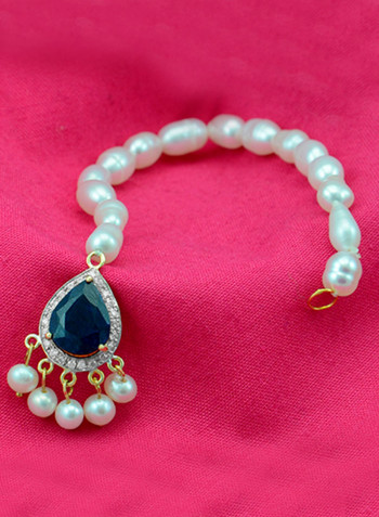 18K Gold Diamonds Royal Indian Sapphire Head Piece 0.12 Carat
