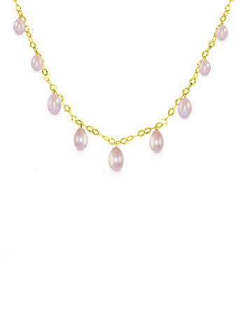 18 Karat Gold Pearl Drops Chain Necklace