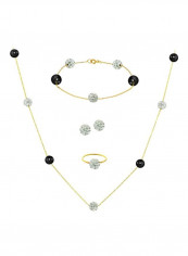 5-Piece 18 Karat Gold Built-In Crystal Ball And Pearl Jewellery Set
