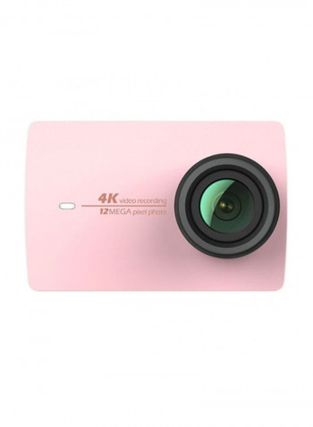 4K Wi-Fi 12MP Sports And Action Camera Pink With Selfie Stick And Bluetooth Remote