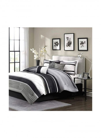 7-Piece Bedding Set Polyester Grey/White Queen