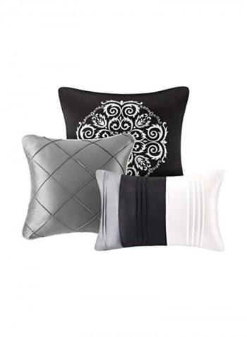 7-Piece Bedding Set Polyester Grey/White Queen