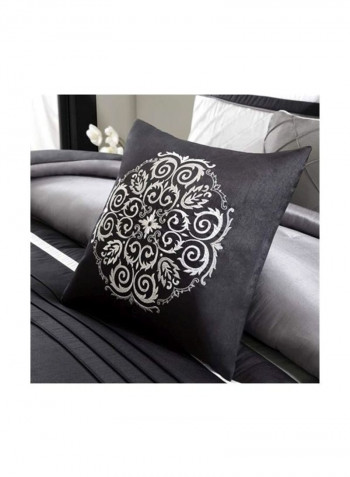 7-Piece Bedding Set Polyester Grey/White Queen