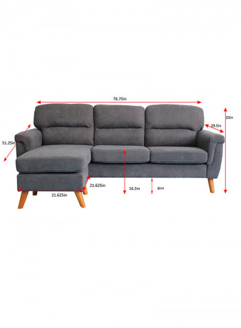 Sky Reversible Left Right Fabric Corner Sofa Grey 198x77x82cm