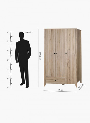 Amberly 3 Door Wardrobe Beige