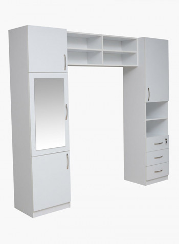 Bridge 4-Door Wardrobe White 230 x 208 x 44centimeter