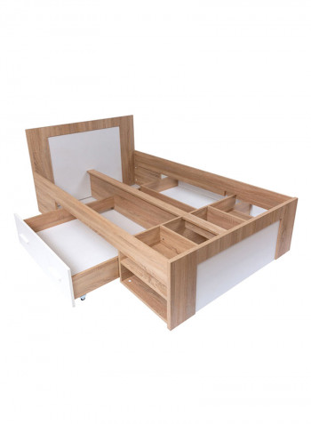 Boston Twin Storage Bed With 2 Drawers White/Beige 206x86x126cm
