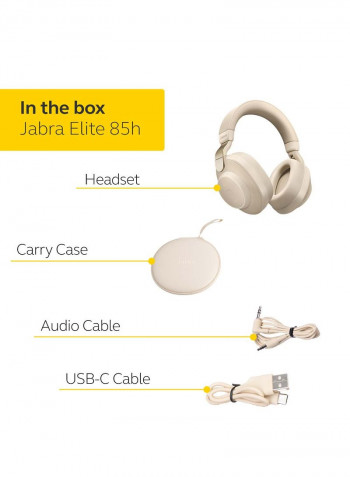 Elite 85h Over Ear Headphones with ANC and SmartSound Technology – Gold Beige