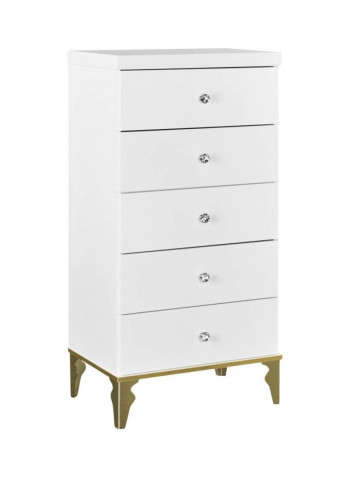 Oro 5-Drawer Chest White/Beige 118x58x39centimeter