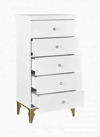 Oro 5-Drawer Chest White/Beige 118x58x39centimeter