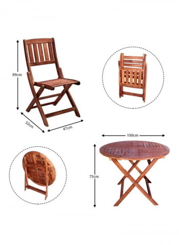 5-Piece Acacia Wood Chairs Table Round Bistro Dining Set Brown Table Size: 75x100cm,Chair Size: 89x52x47cmcm