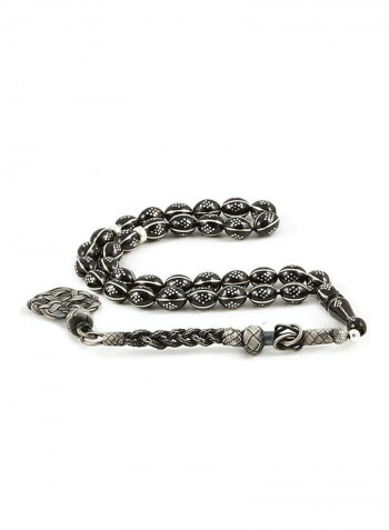 Jet Stone (Black Amber) Prayer Beads  with Sterling Silver Components