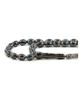Jet Stone (Black Amber) Prayer Beads with Sterling Silver Components