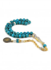Turquoise Prayer Beads With Sterling Silver Components