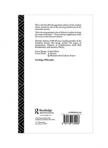 Negative Dialectics Hardcover