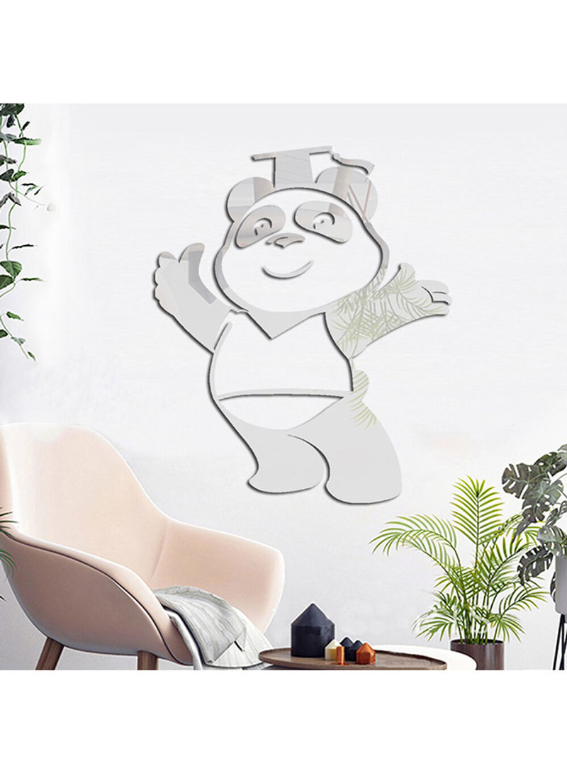 Likable Panda Design Acrylic Wall Sticker Silver