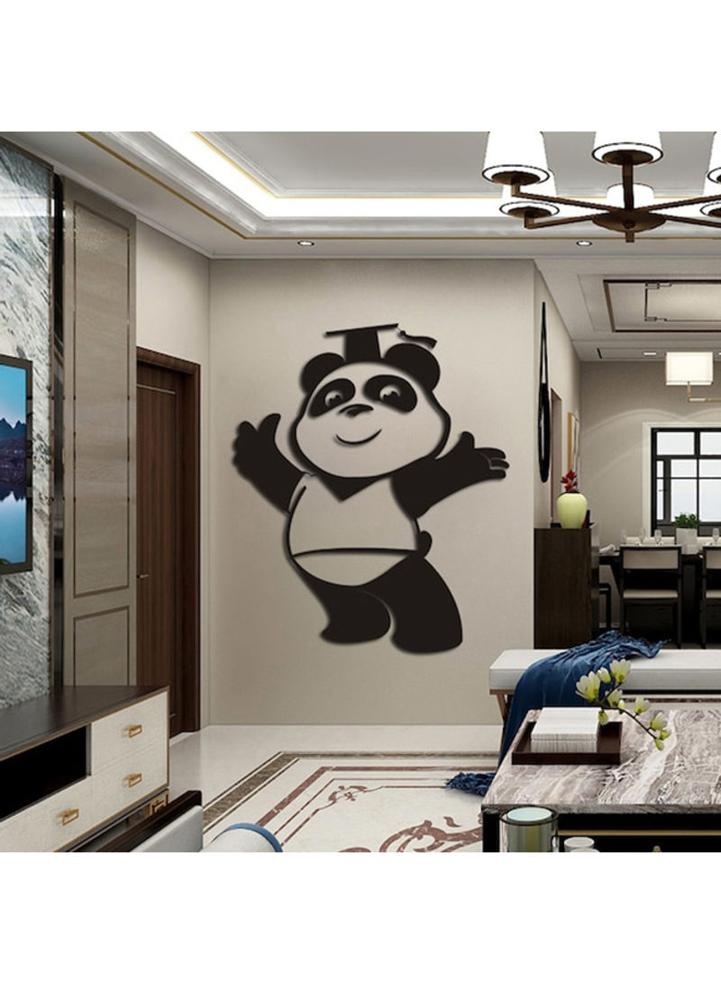 Likable Panda Design Acrylic Wall Sticker Black 60x90cm