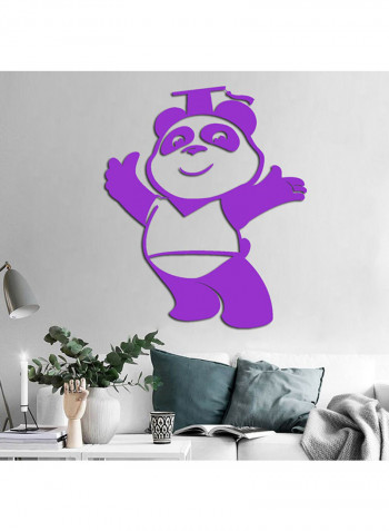 Likable Panda Design Wall Sticker Purple