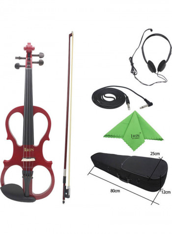 Wood Maple Electric Violin Fiddle with Ebony Fittings Cable and Headphone Case