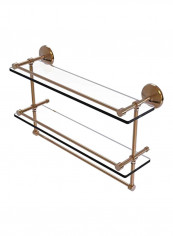 Gallery Double Towel Bar Glass Shelf Clear/Gold 22inch