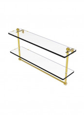 Two Tiered Integrated Towel Bar Glass Shelf Clear/Gold 22inch