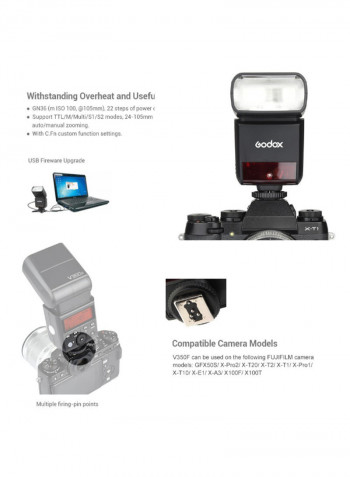 V350F 2.4G Wireless Speedlite Master Slave Camera Flash Light Black
