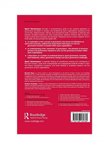 Sport Governance Hardcover