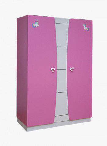 Goodypink 3-Door Wardrobe Pink/Grey 126x191x60centimeter