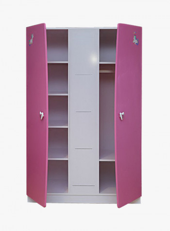 Goodypink 3-Door Wardrobe Pink/Grey 126x191x60centimeter