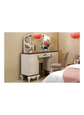 Aquarius Dressing Table With Three Mirror White/Brown/Silver