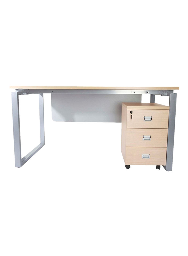 Carre Modern Workstation Desk Silver/Beige 140x120x80centimeter