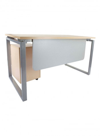 Carre Modern Workstation Desk Silver/Beige 140x120x80centimeter