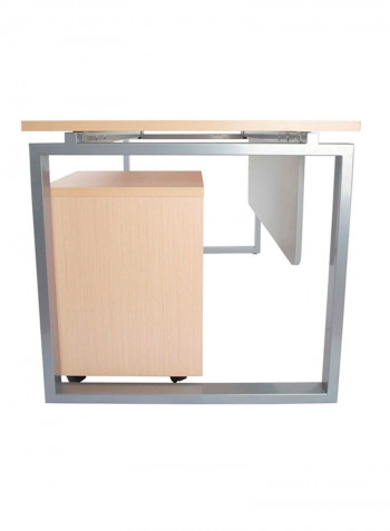 Carre Modern Workstation Desk Silver/Beige 140x120x80centimeter