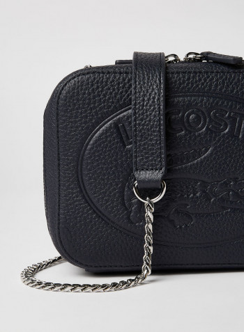 Logo Leather Crossbody Bag Marine Blue
