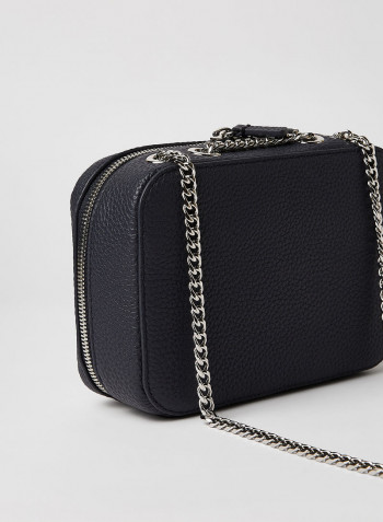 Logo Leather Crossbody Bag Marine Blue