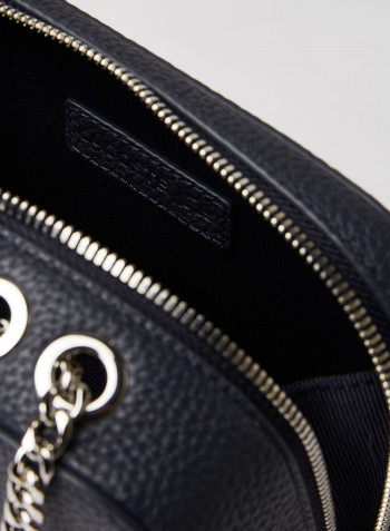 Logo Leather Crossbody Bag Marine Blue