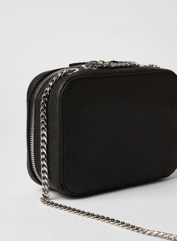 Logo Leather Crossbody Bag Noir