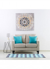 Two Seater Sky Sofa With Scatter Cushion Beige/Blue