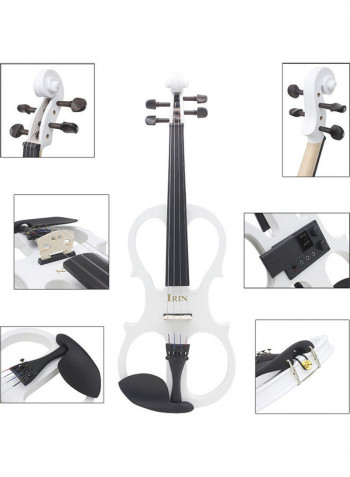 Wood Maple Electric Violin with Ebony Fittings Cable and Headphone Case