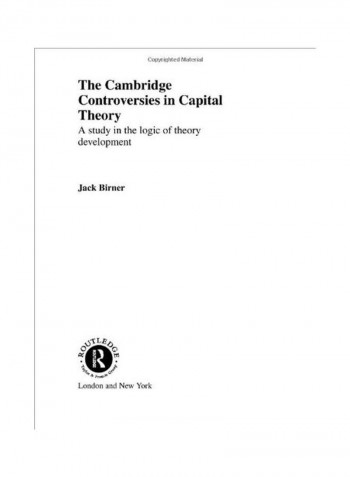 The Cambridge Controversies in Capital Theory Hardcover