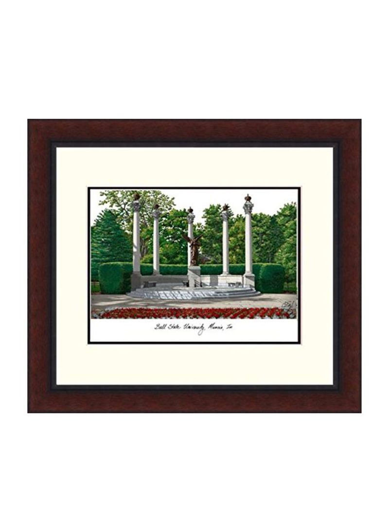 Ball State University Framed Wall Print Brown/Green/White 18x16inch