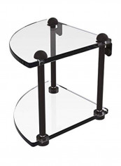 Two Tier Corner Glass Shelf Black/Clear 0.375inch