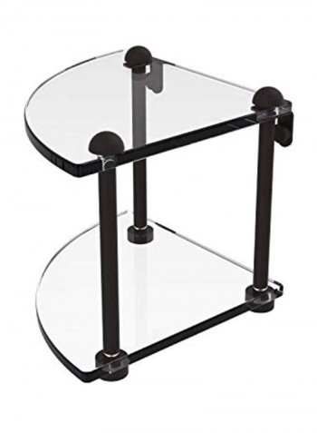 Two Tier Corner Glass Shelf Black/Clear 0.375inch