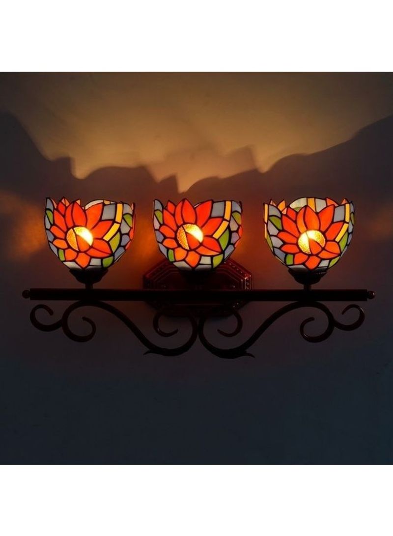 Sun Flower Three Head Tiffany Glass Wall Lamp Multicolour