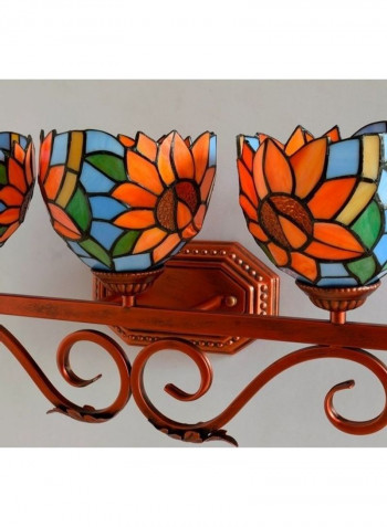 Sun Flower Three Head Tiffany Glass Wall Lamp Multicolour