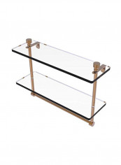 Foxtrot Collection Two Tiered Integrated Towel Bar Glass Shelf Gold/Clear 16inch