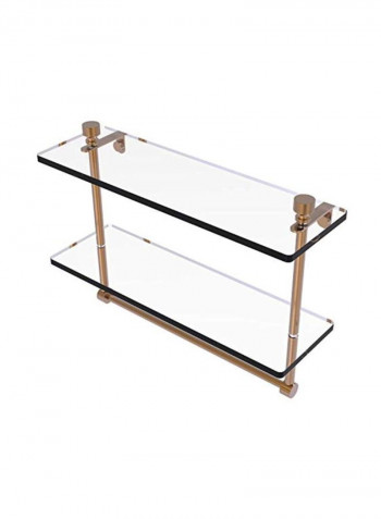 Foxtrot Collection Two Tiered Integrated Towel Bar Glass Shelf Gold/Clear 16inch
