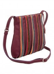 Leather Zipper Crossbody Bag Brown/Yellow/Green reviews Leather Zipper Crossbody Bag Brown/Yellow/Green