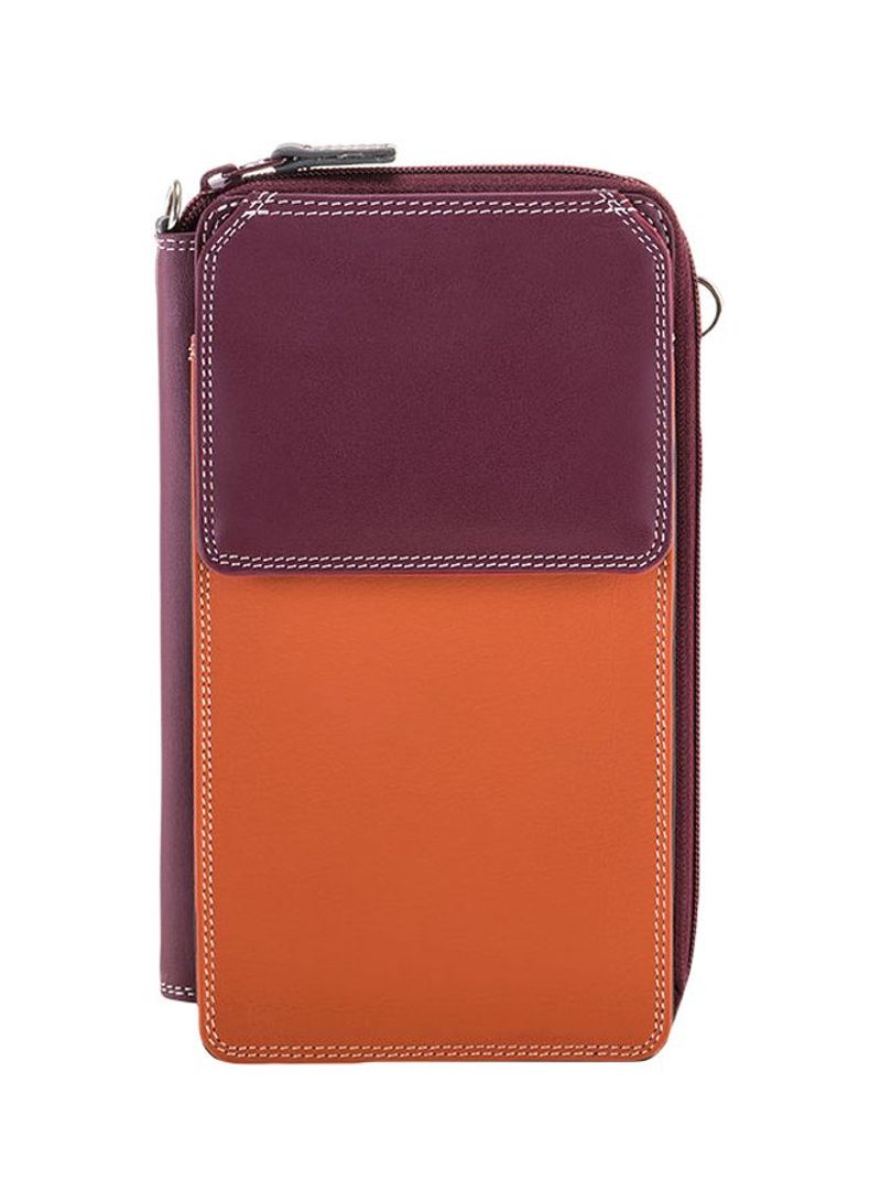 Zippered Wallet With Shoulder Strap Maroon/Orange